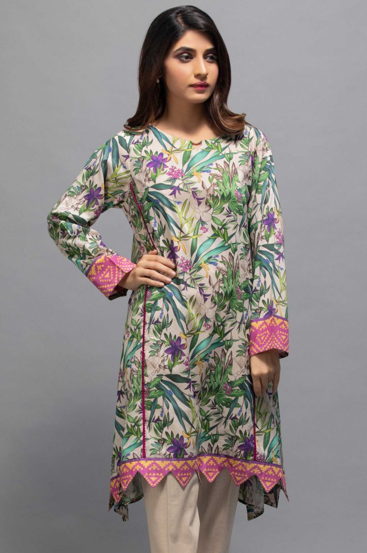 Zeen Woman Digital Printed Shirt Wl192015 Coconut - Lawncollection.pk