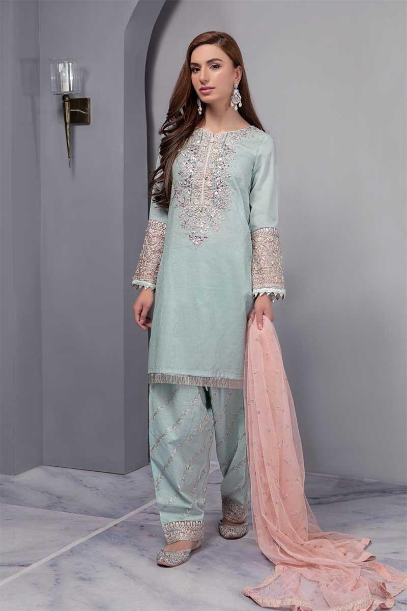 Mariab Eid Collection Suit Ferozi Dw 2198 - Lawncollection.pk