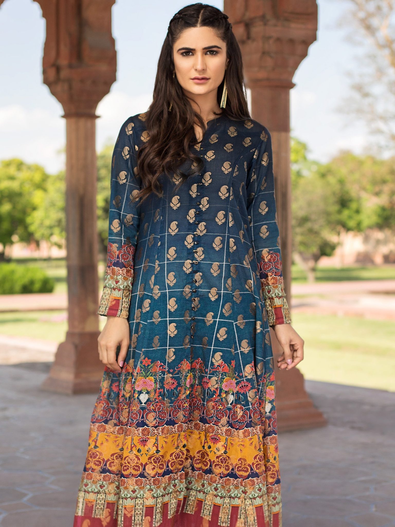 Limelight Eid Vol 2 Jacquard Shirt U0668 Ssh Blu - Lawncollection.pk