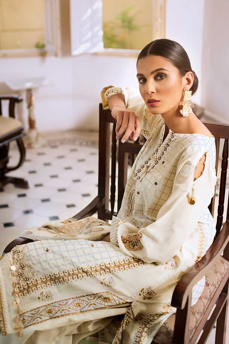 Gul Ahmed Feroze Collection Off White Ea 98 - Lawncollection.pk
