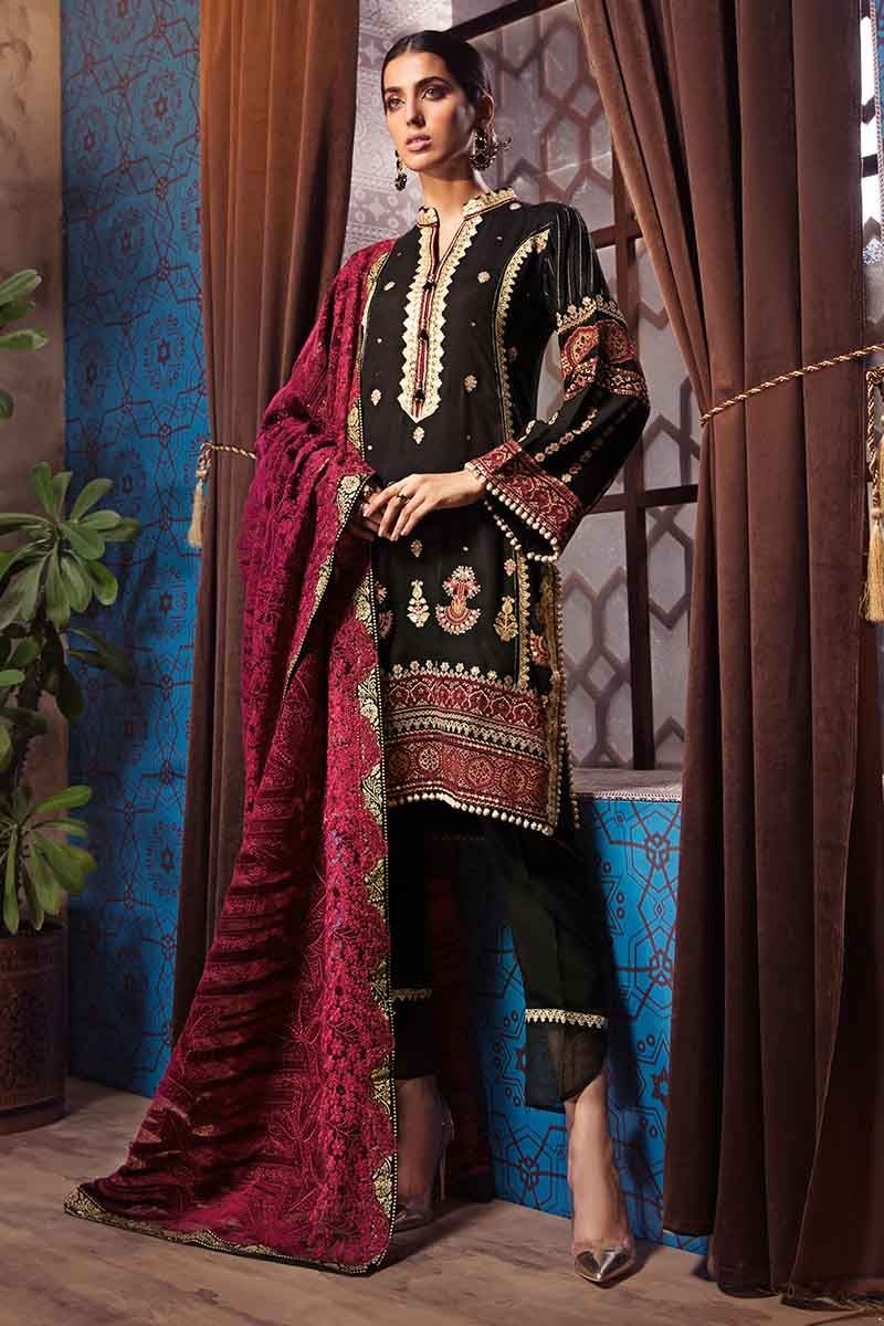 Gul Ahmed Winter Unstitched Collection Black Pm 316 Lawncollection.pk