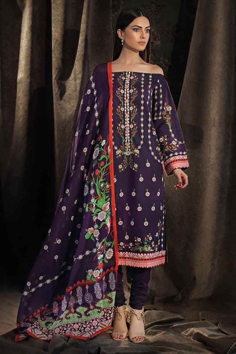Gul Ahmed Winter Unstitched Collection Purple Cd 31 - Lawncollection.pk