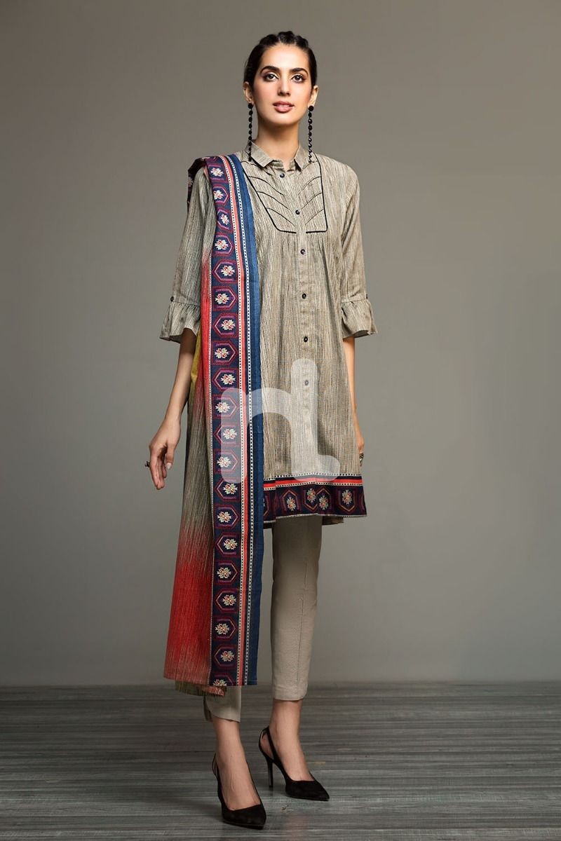 Nishat Linen 41901241 Grey Printed Karandi Khaddar Fabric Per Meter 3pc ...