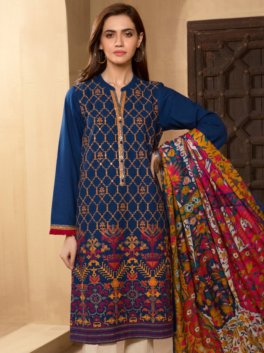 Limelight Winter19 Unstitched 2 Pc Embroidered Winter Cotton Suit U0955 ...