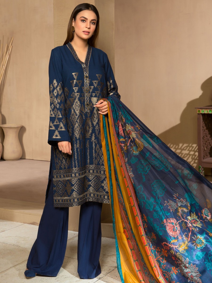 Limelight Winter19 Unstitched 3 Pc Embroidered Winter Cotton Suit U0959 ...