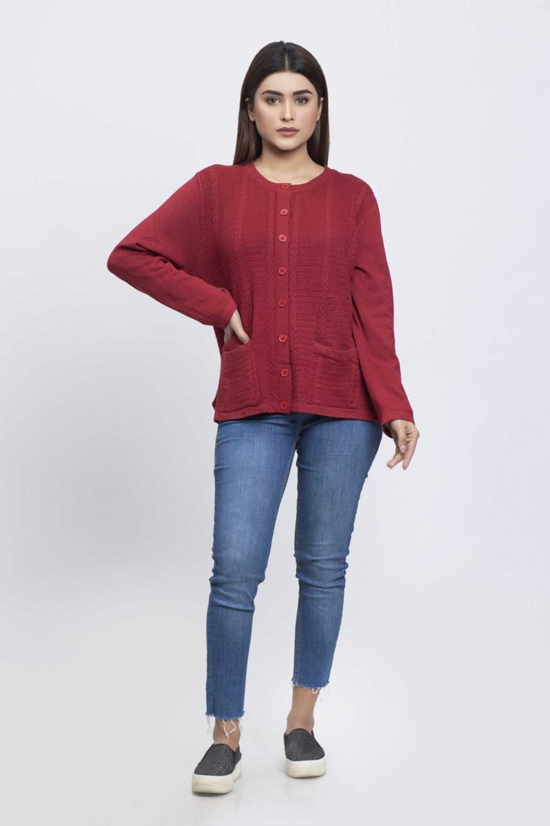 Bonanza Luxury Sweater Cherry Full Sleeves Cardigan 19s 090 61 Cherry - Lawncollection.pk