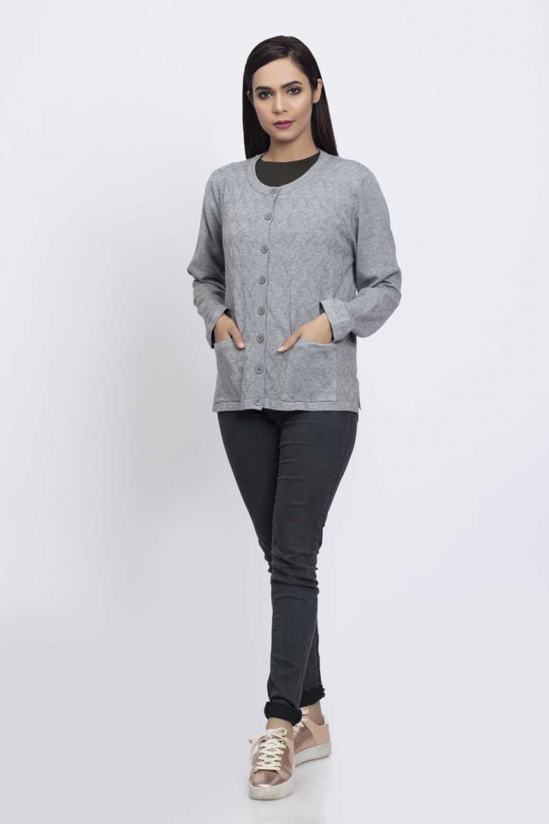 Bonanza Luxury Sweater Grey Full Sleeves Cardigan 19s 091 61 Grey
