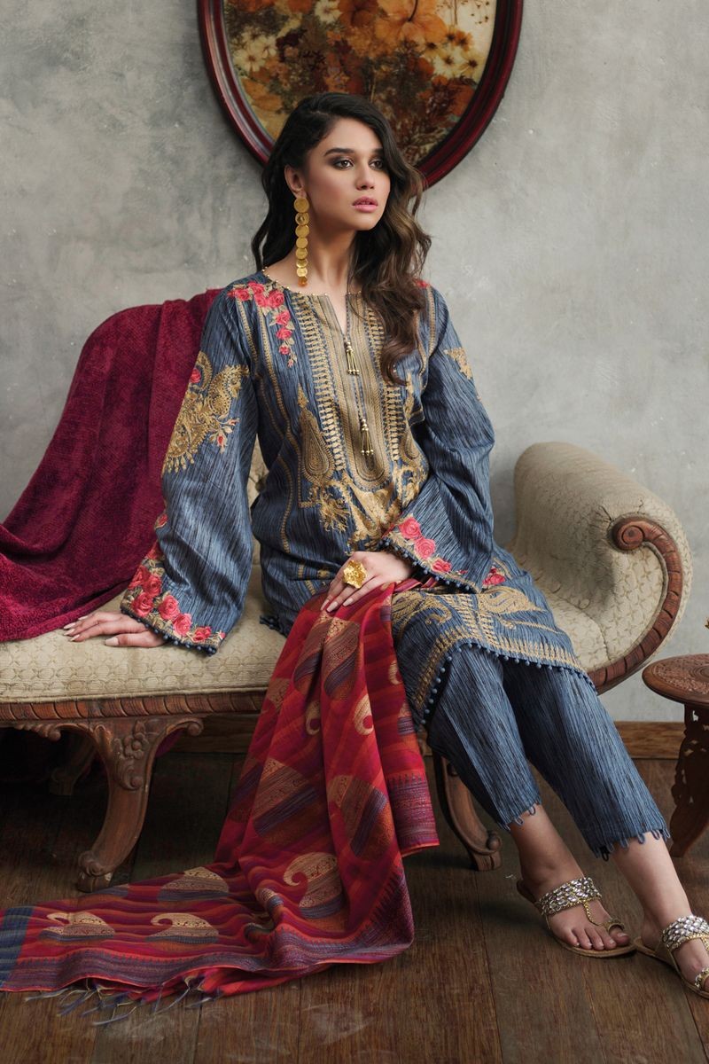 Gul Ahmed Summer Lawn20 3 Pc Unstitched Embroidered Jacquard Suit Mj 21