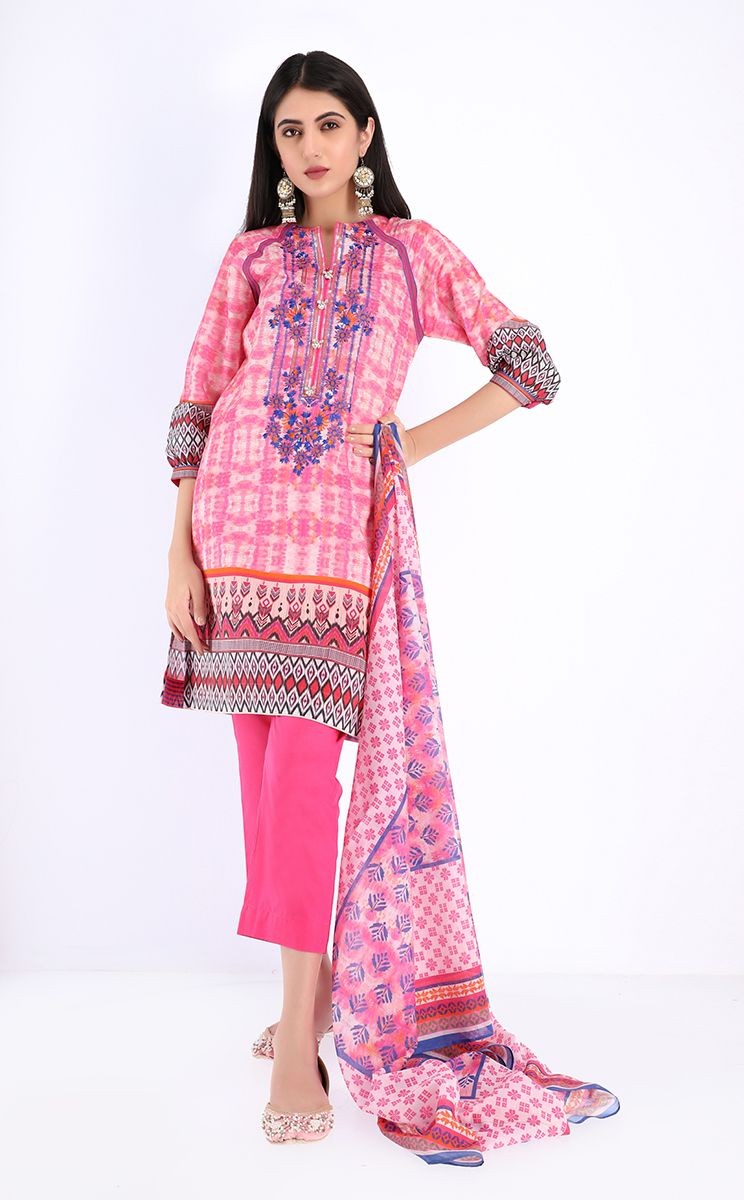 Zellbury Spring Unstitched Collection Shirt Shalwar Dupatta Kobi Pink ...