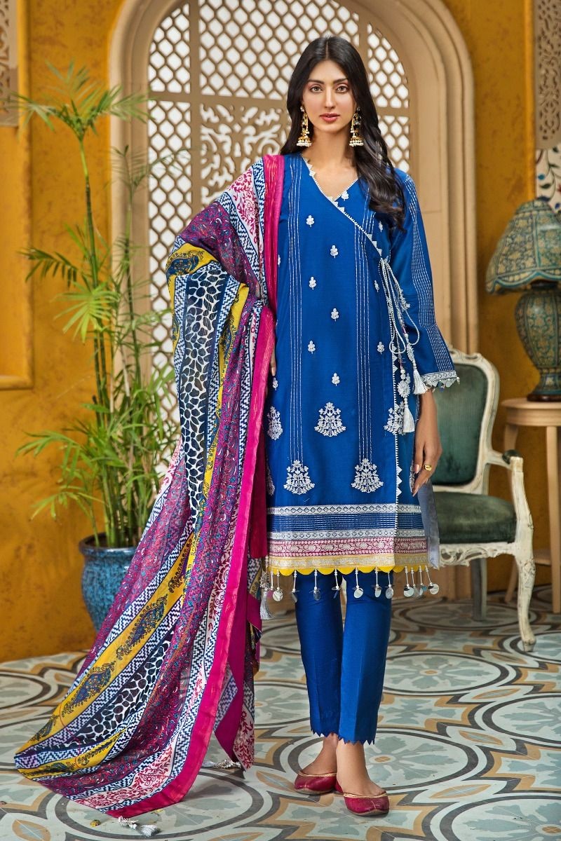 Gul Ahmed Eid 2020 3 Pc Embroidered Digital Printed Suit With Zari ...