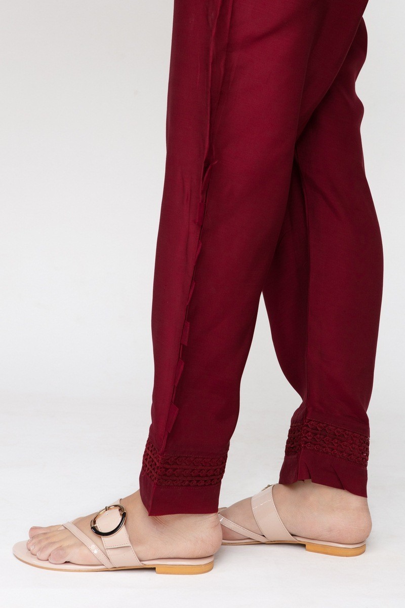 Jofia Embroidered Silk Trouser D Jst 118maroon - Lawncollection.pk