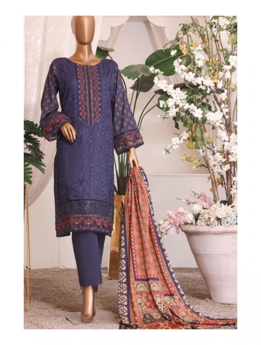 Bin Saeed Printed And Chikankari Embroidered Lawn Collection Design 12