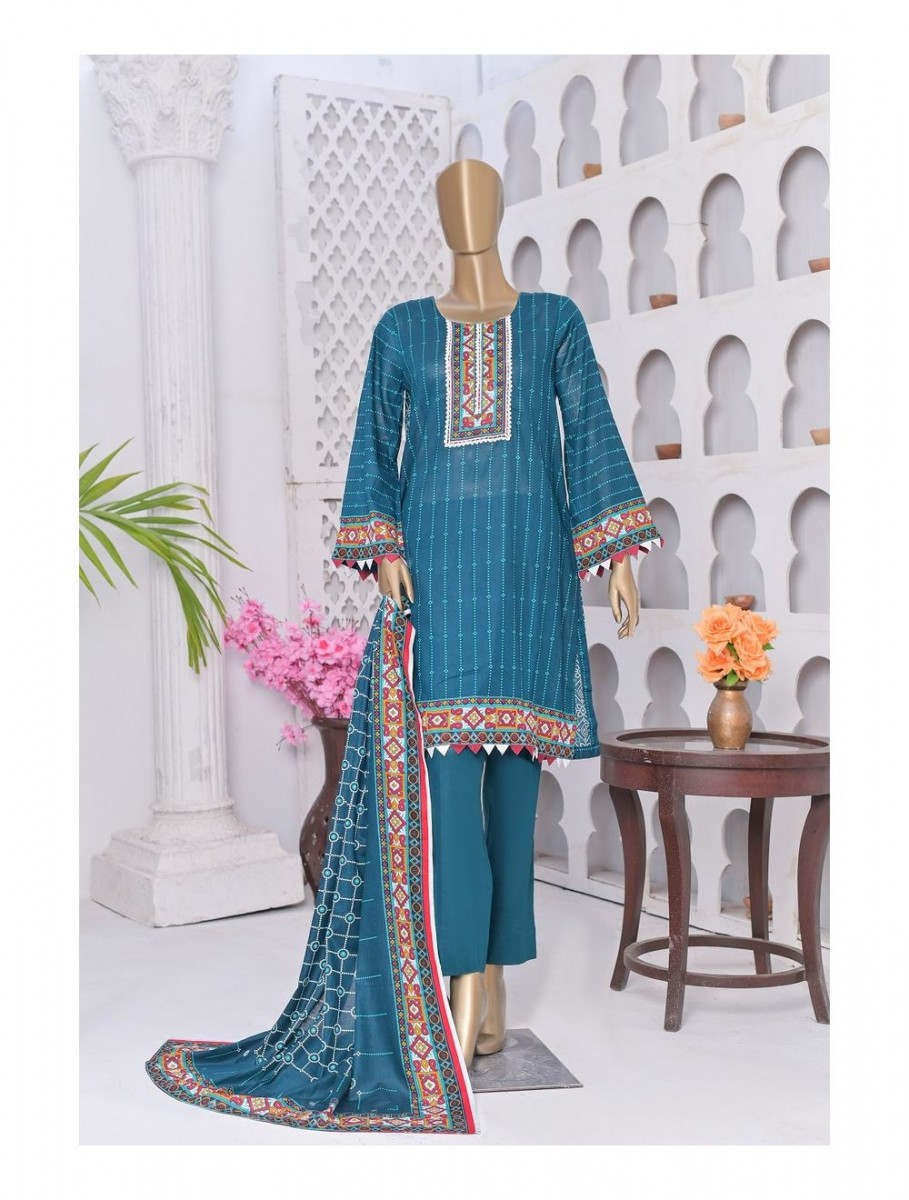 Amna Khadija Fancy Lawn Unstitched 3 Piece Suit - BD-05 - AM26FNC - Green - Summer Collection main image 1