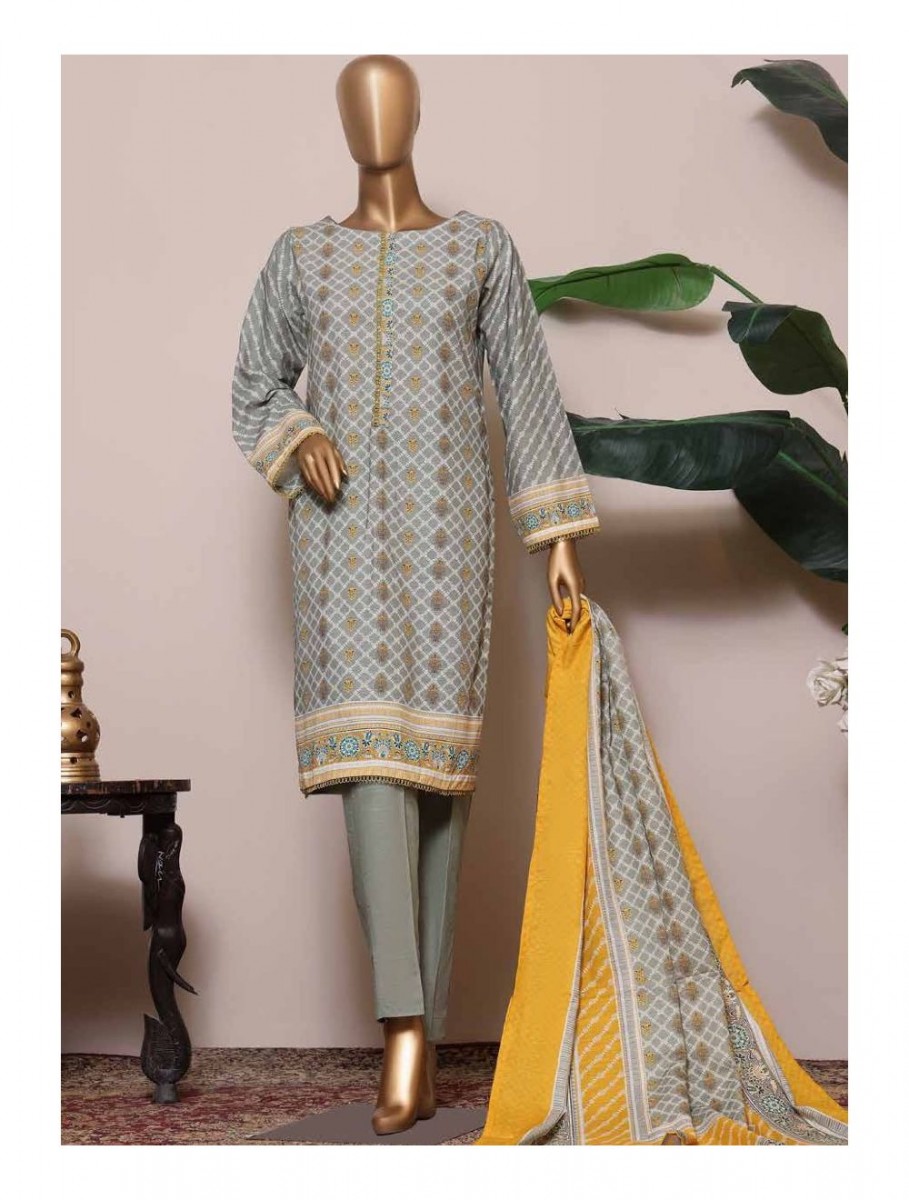 Bin Saeed Printed Embroidered Khaddar Collection 2022 Kf 0014