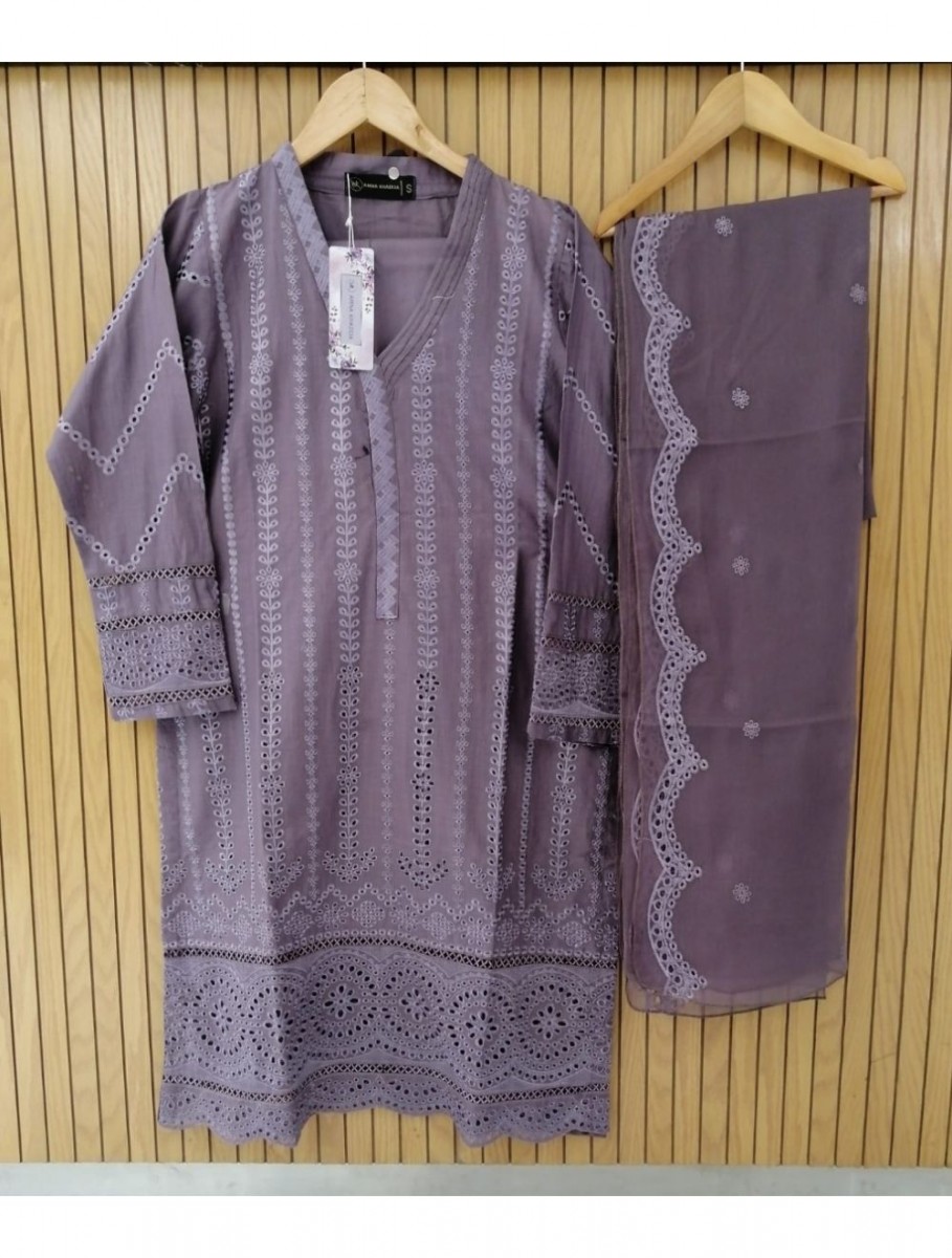 Chantelle by Amna Khadija Embroidered Lawn Stitched 3 Piece Suit - CPEEE-02 - AM25CPEEE - Green - Summer Collection