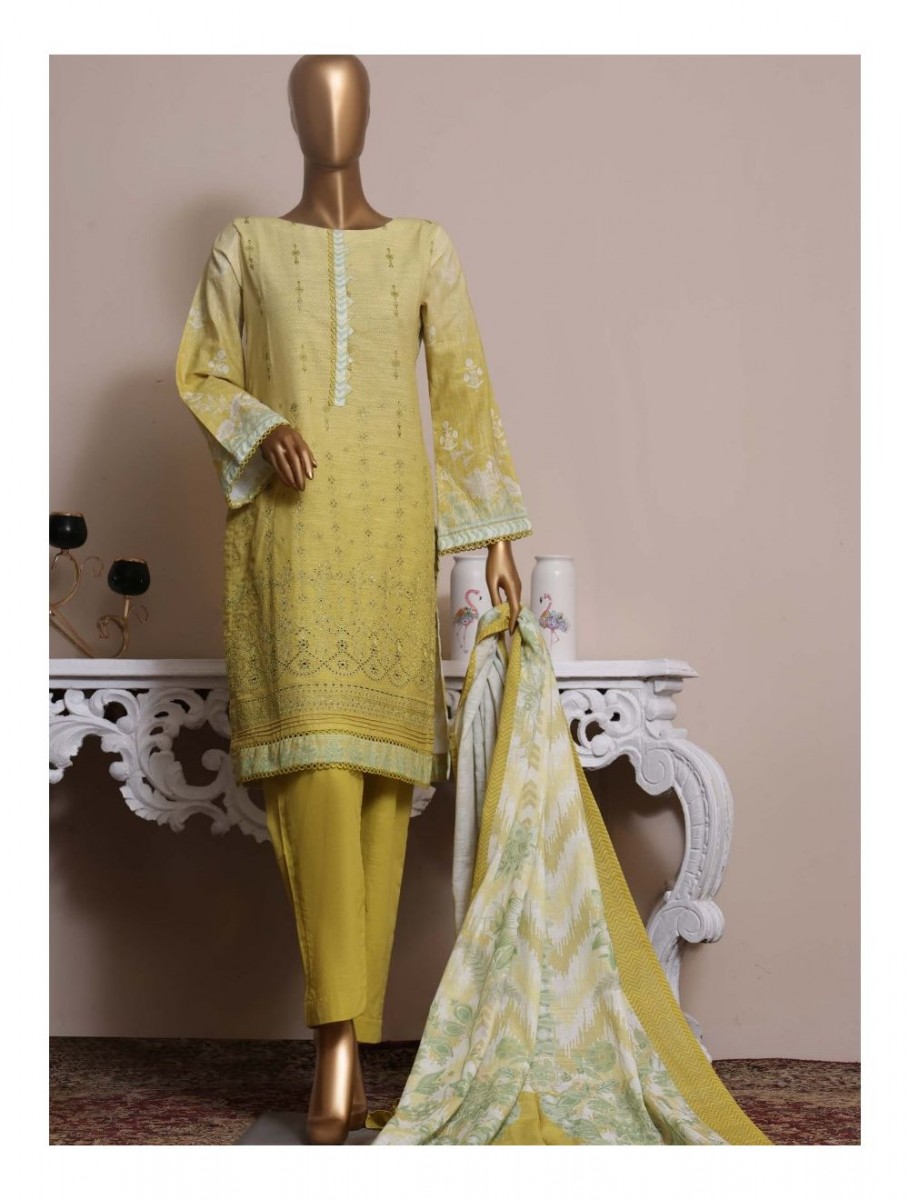 Bin Saeed Printed Embroidered Khaddar Collection 2022 Kf 0009 Emb
