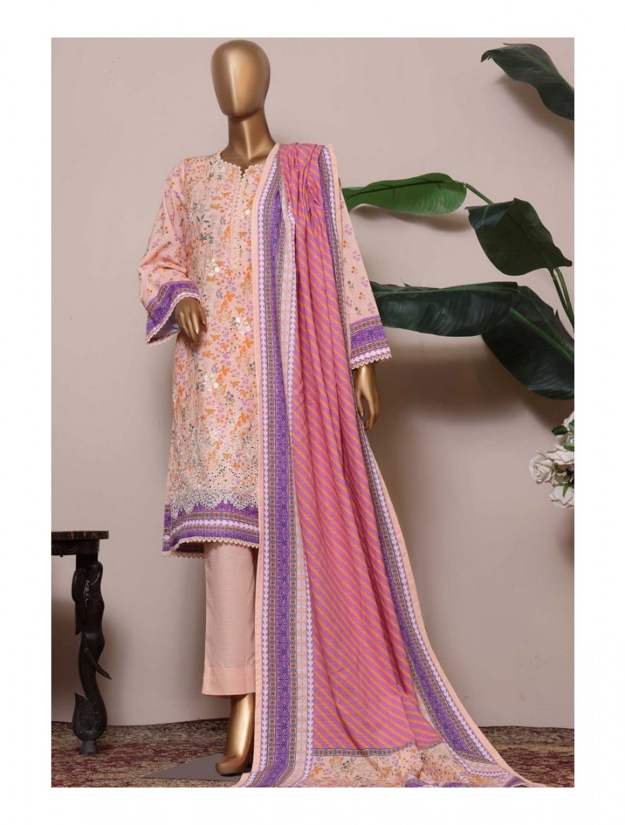 Bin Saeed Printed Embroidered Khaddar Collection 2022 Kf 0021