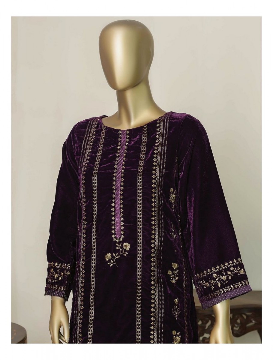 Bin Saeed Velvet Embroidered Kurti Collection Design 02 - Lawncollection.pk