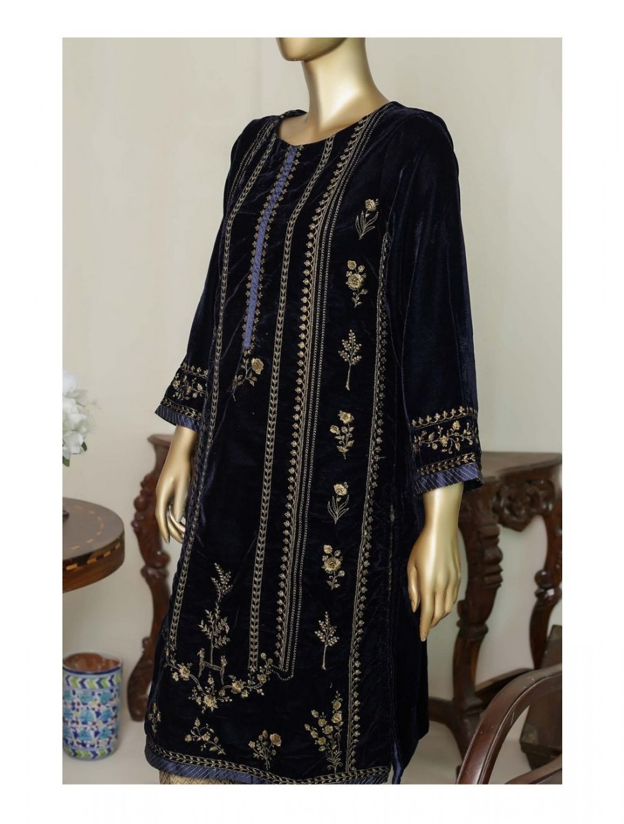 Bin Saeed Velvet Embroidered Kurti Collection Design 03 - Lawncollection.pk