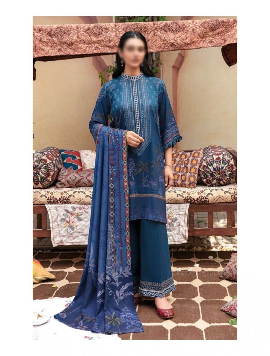 Cross Stitch Winter Edit Khaddar Linen Unstitched Collection 2022 Blue