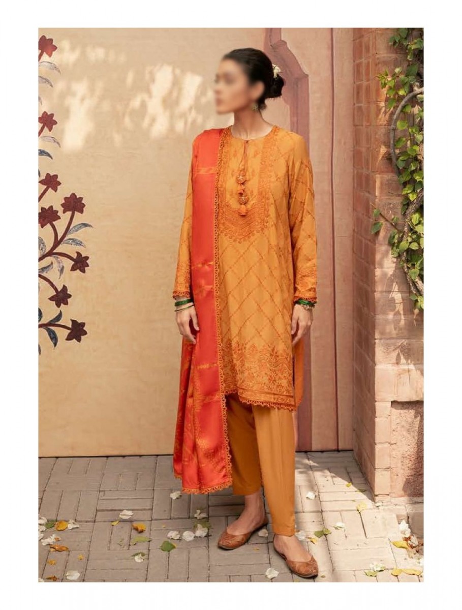 Cross Stitch Winter Edit Khaddar Linen Unstitched Collection 2022 Ochre