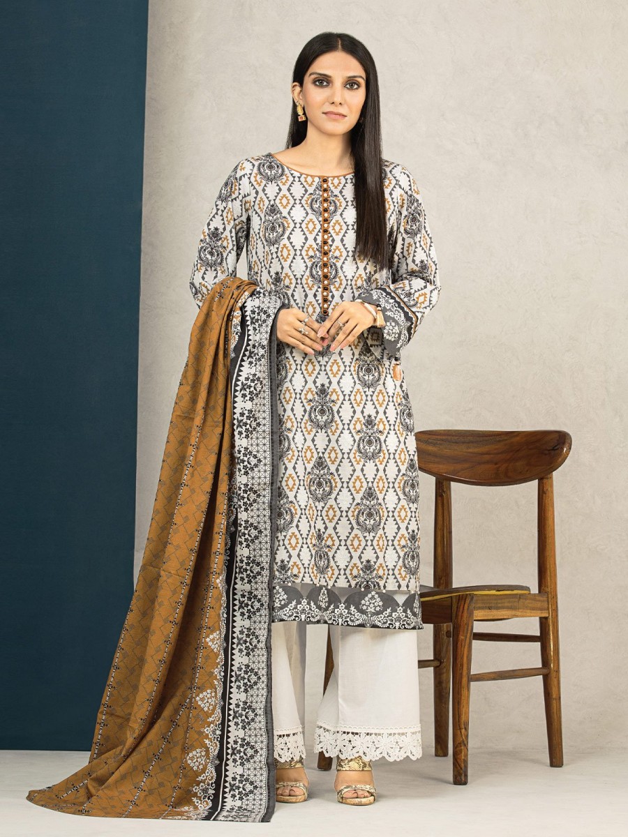 Edenrobe Women Unstitched Allure Khaddar Ewu22a3 24566 Ash White ...