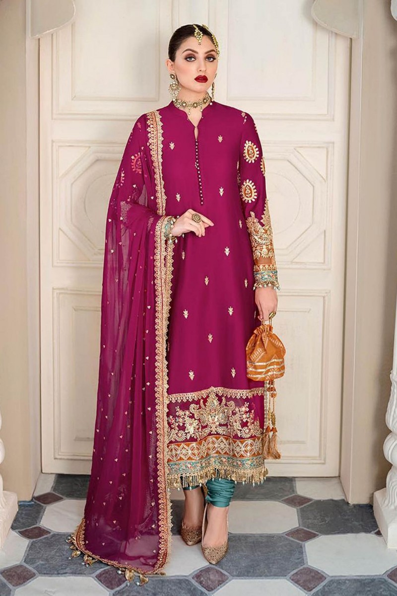 Maria B Sateen Unstitched 3 Piece Embroidered Collection 2022 D 01