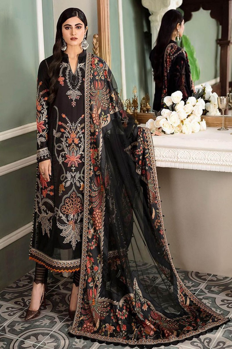 Maria B Sateen Unstitched 3 Piece Embroidered Collection 2022 D 05 ...