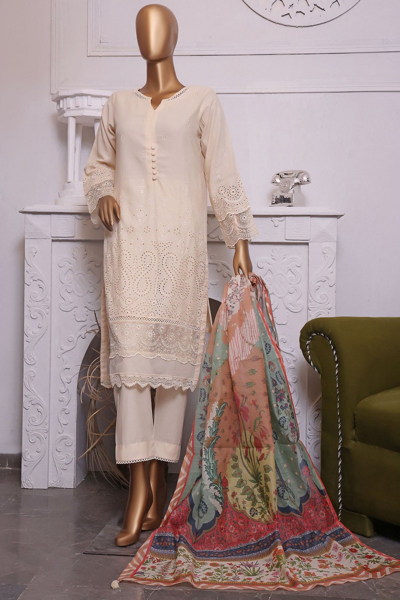 Mahees Rang e Bahar by Riaz Arts Chikankari Lawn Unstitched 3 Piece - D-08 - RA25MCL - Light Blue - Summer Collection main image 1