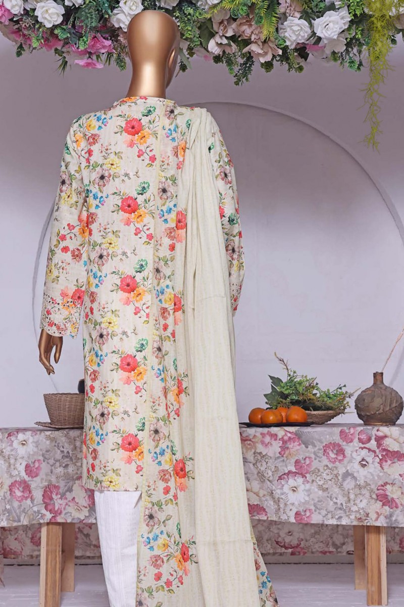 Bin Saeed Luxury Embroidered Lawn Stitched 3 Piece Suit - D-01 - BS26LES - Green - Summer Collection main image 1
