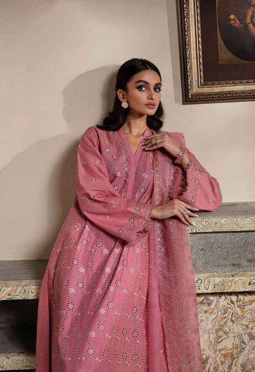 Crimson BEYOND THE GARDEN Chikankari Embroidered Luxury Lawn 3 Piece Dress - 0955