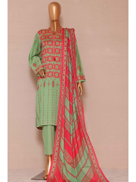 Sadabahar Printed Lawn Stitched 3 Piece Suit - D-25 - SDB25PLV3 - Red - Summer Collection