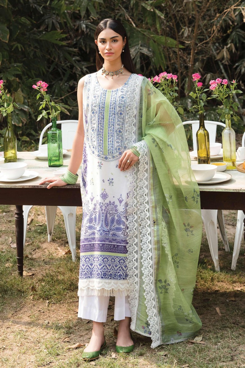 Florette by Afrozeh Unstitched Embroidered Lawn 3 Piece Suit AF26UFL D-03 SAPHIRA - Festive Collection