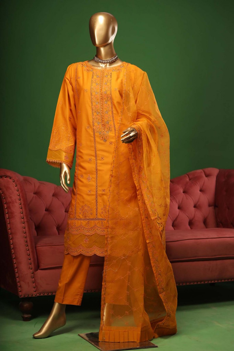 Bin Saeed Stitched 3 Piece Embroidered Cotton Kari Collection2023 Zds
