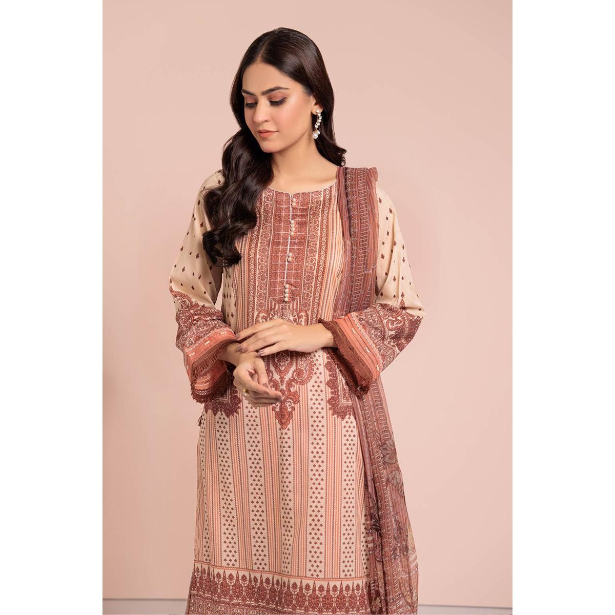 Bonanza Satrangi 3 Piece Unstitched Lawn Suit Saffron Sso233p07