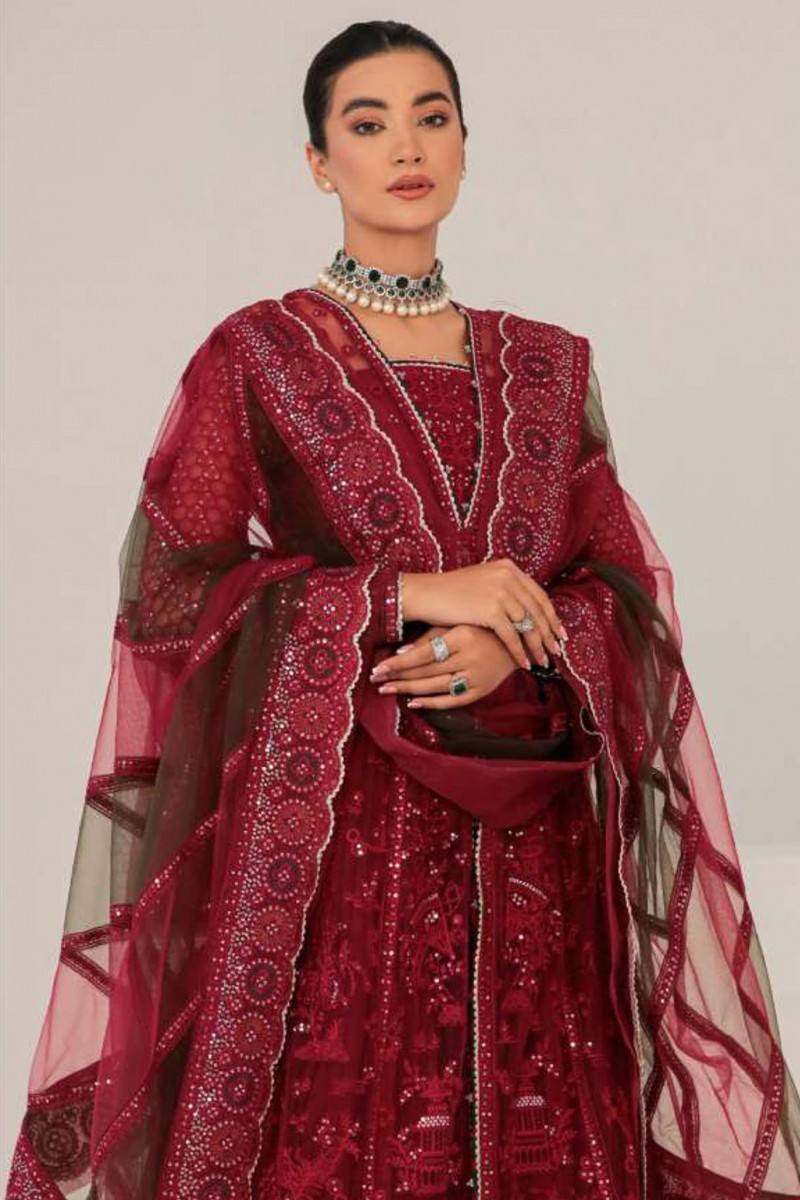 Iris by Jazmin Embroidered Net Suits Unstitched 3 Piece JZ21IRL D-07 KAYA - Formals Collection