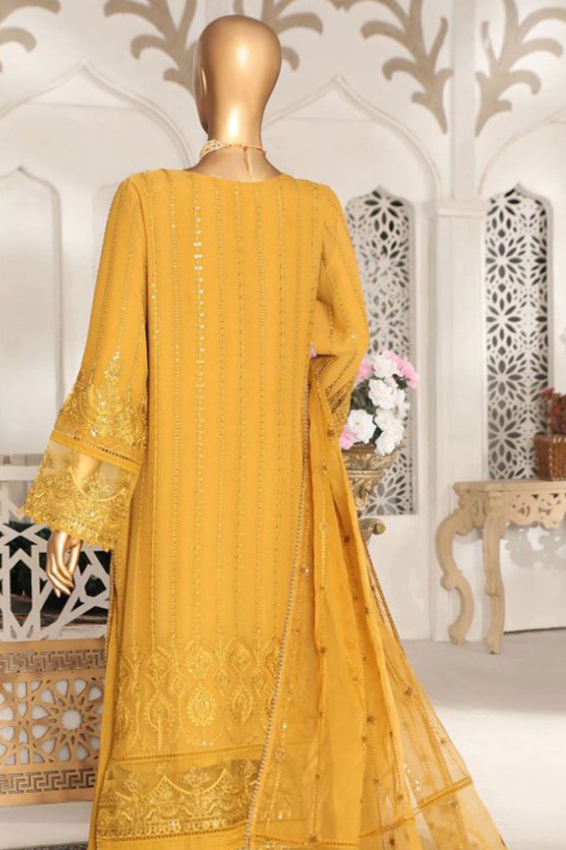 Cortesia By HZ Textiles Embroidered Chiffon Suits Unstitched 3 Piece HZ23C D-07 Shiny Dust - Luxury Collection main image 1