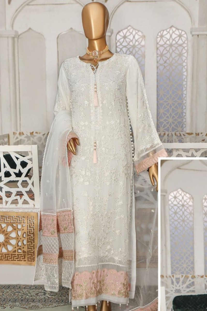 Cortesia By HZ Textiles Embroidered Chiffon Suits Unstitched 3 Piece HZ23C D-05 Carnation - Luxury Collection main image 1