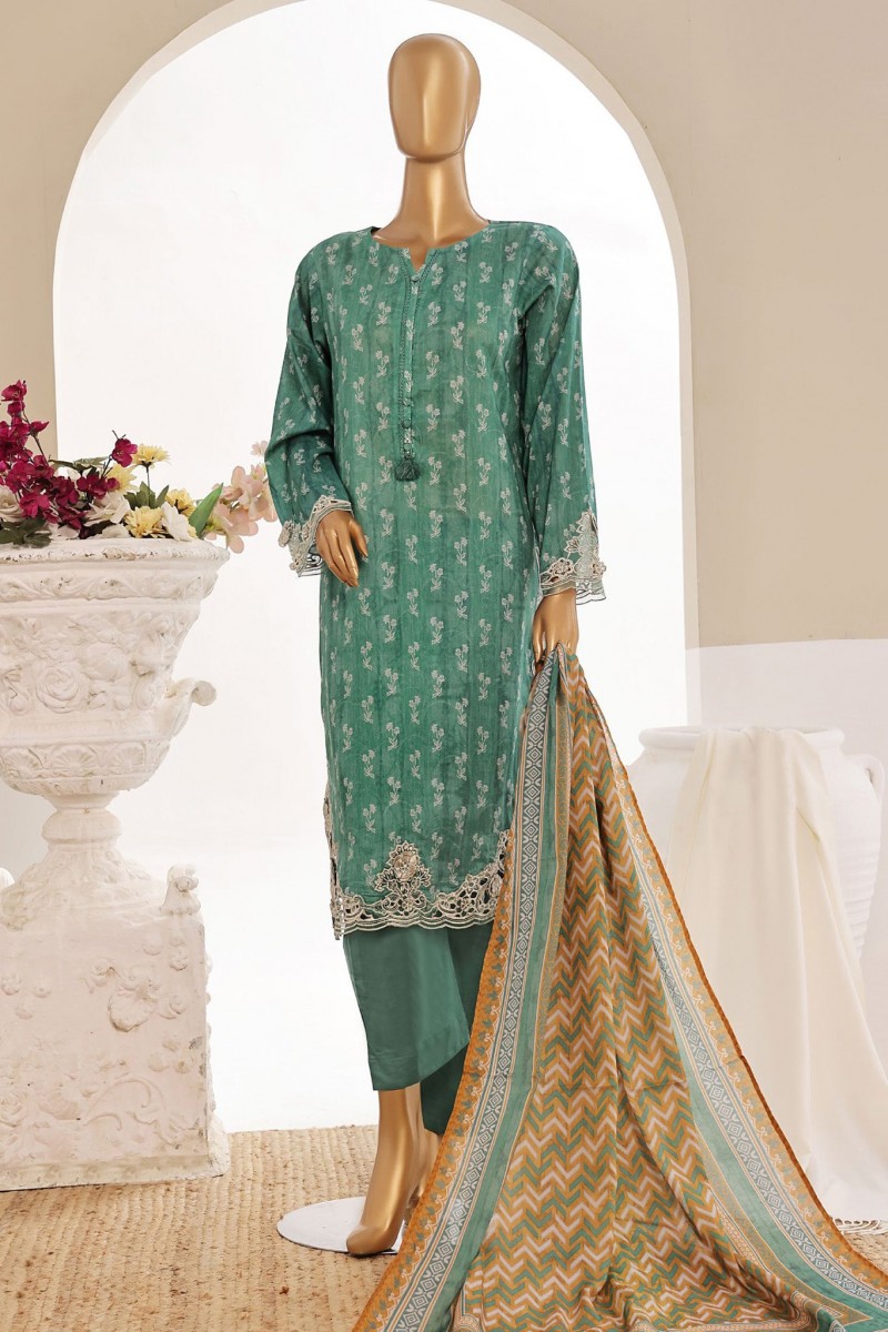 Sadabahar Embroidered Lawn Stitched 3 Piece Suit - D-09 - SBD25LESV5 - Purple - Spring Collection