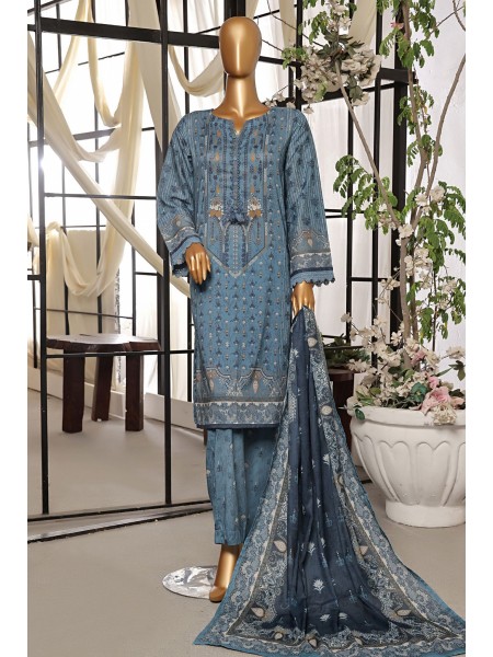 Sadabahar Printed Lawn Stitched 3 Piece Suit - D-13 - SDB25PLV3 - White - Summer Collection main image 1
