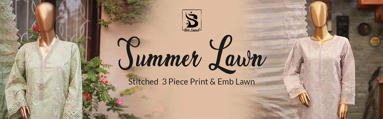 Summer Lawn Print & Embroidered Lawn By Bin Saeed